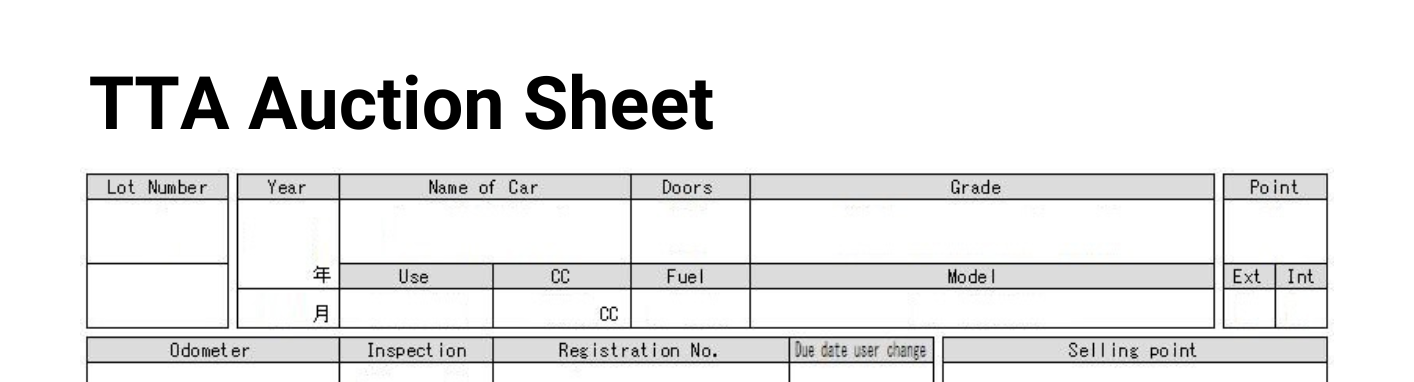 Auto Auction Sheets: How to Read it Effectively (TTA Edition) - Carused.jp
