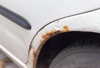 Rust found on the tire quarters of a car